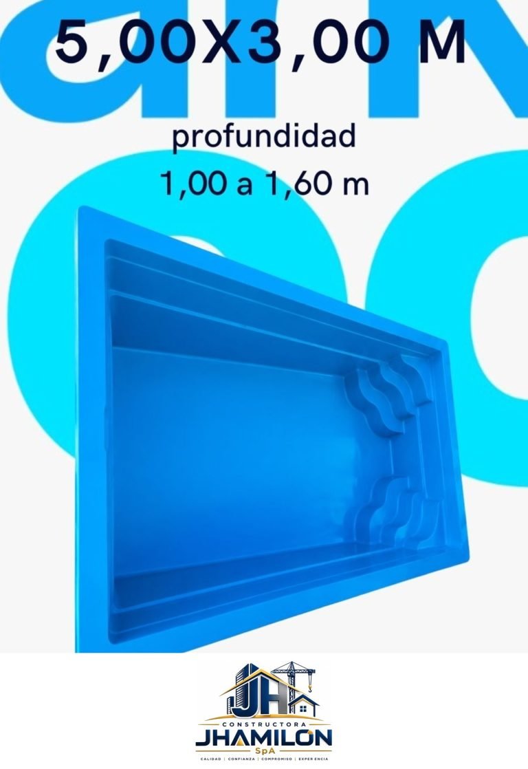 Piscina de fibra de vidrio 5,00 × 3,00 m