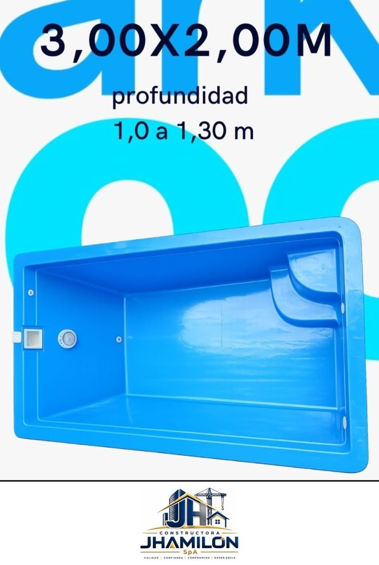 Piscina de fibra de vidrio 3,00 × 2,00 m