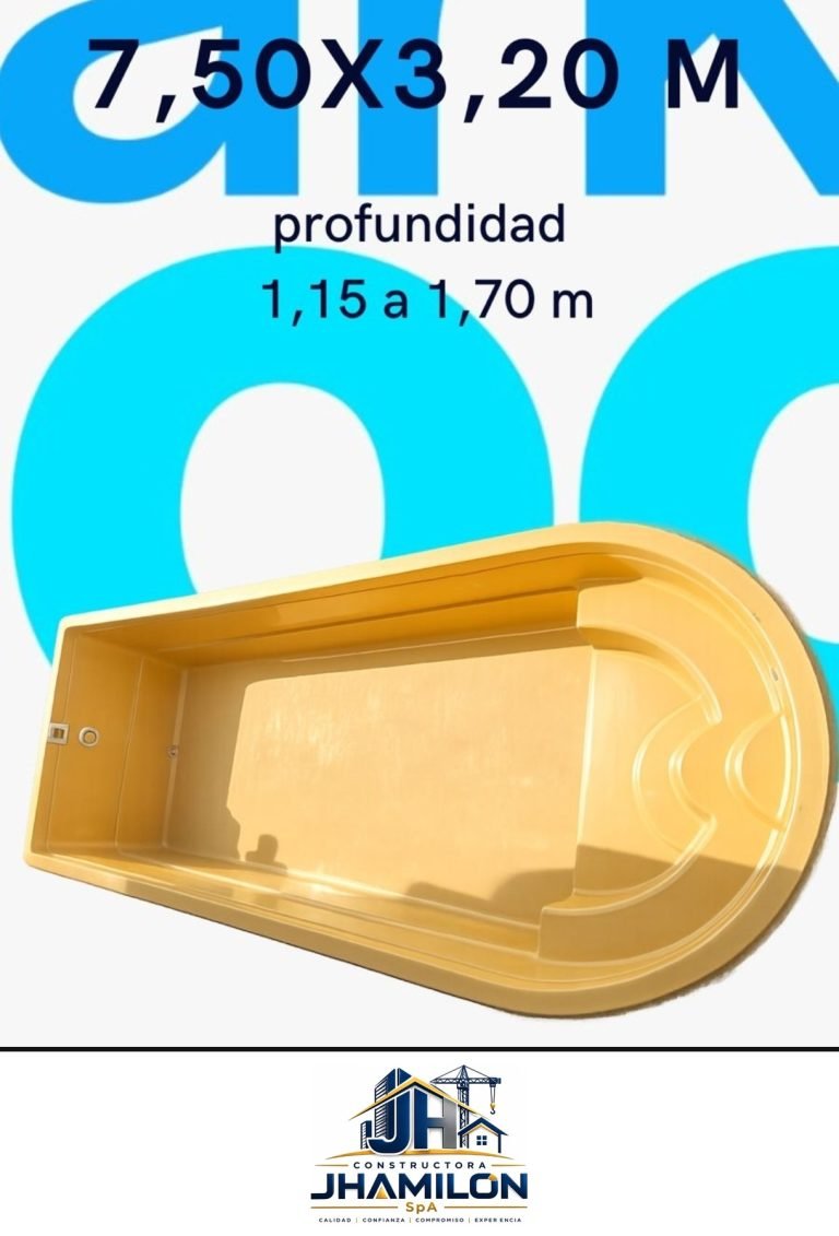 Piscina de fibra de vidrio 7,50 × 3,20 m