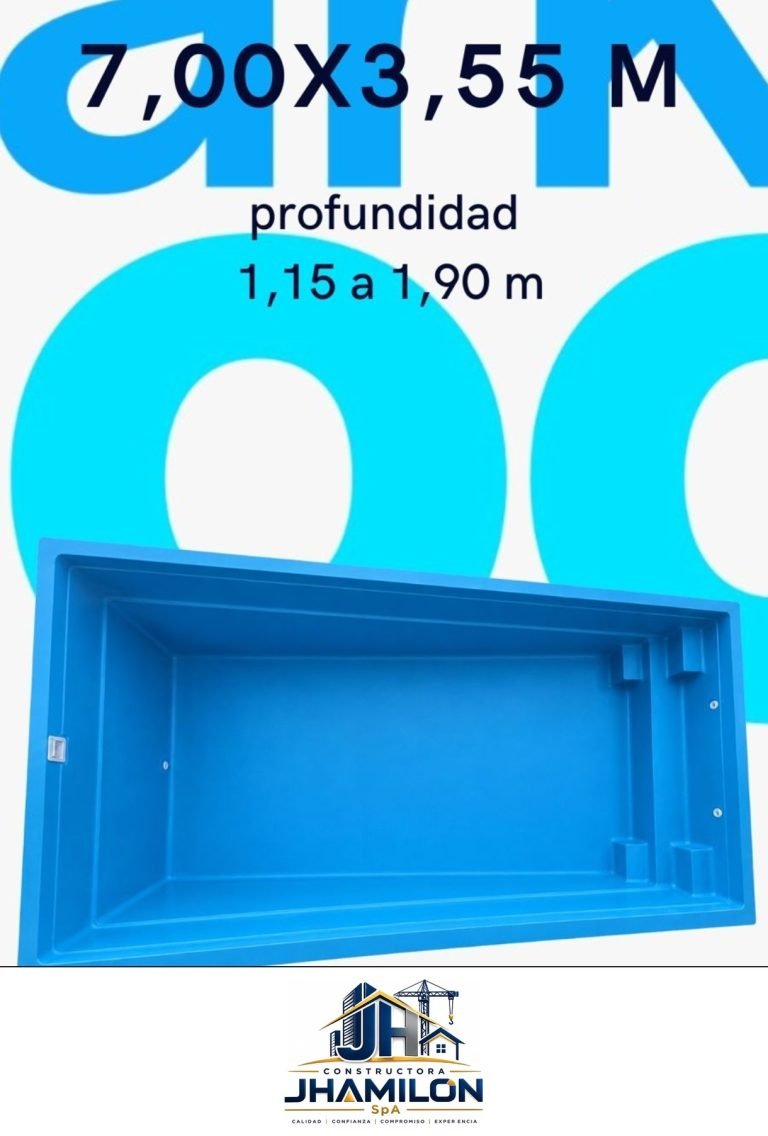 Piscina de fibra de vidrio 7,00 × 3,55 m
