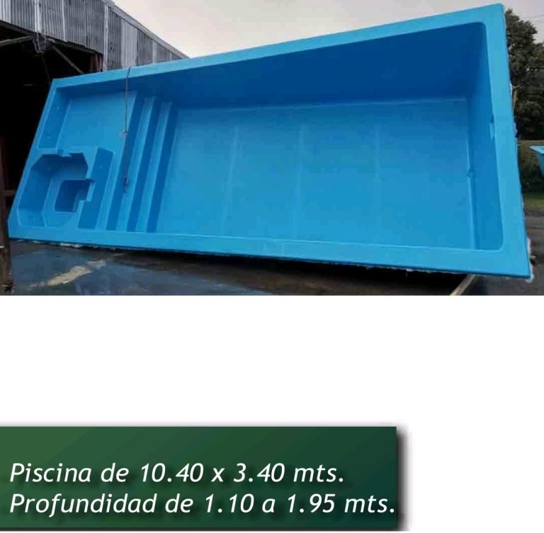 Piscina de fibra de vidrio 10,40 × 3,40 m