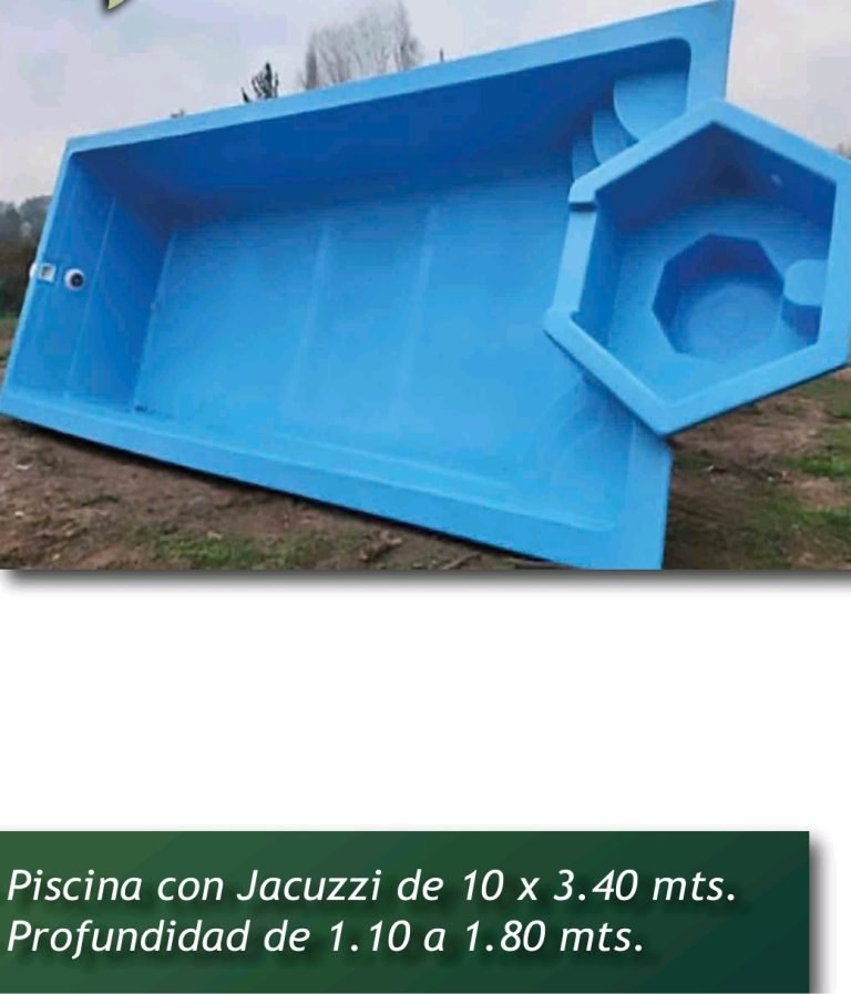 Piscina de fibra de vidrio 10,00 × 3,40 m — Con jacuzzi