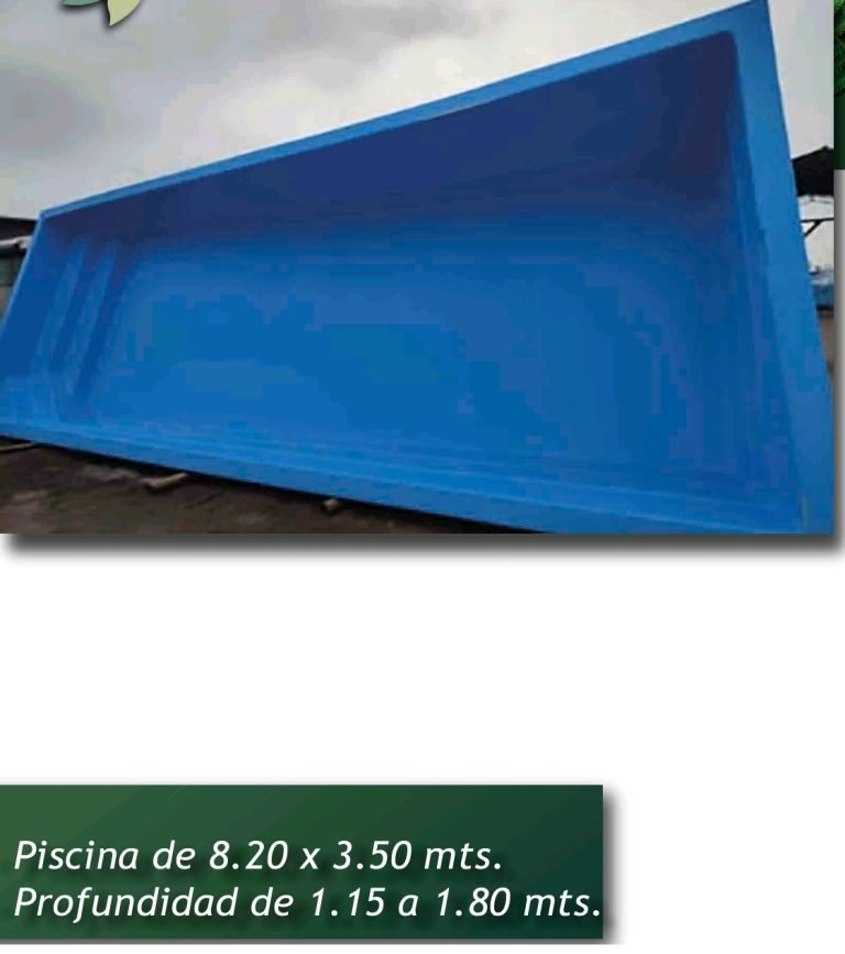 Piscina de fibra de vidrio 8,20 × 3,50 m